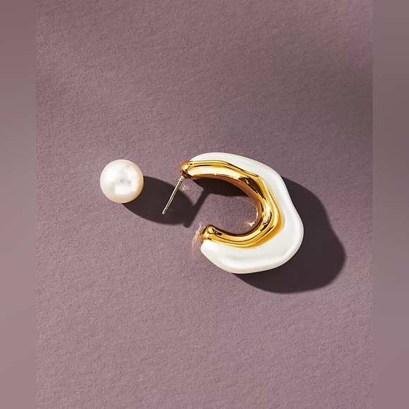 ✨3for$38 New Anthro Faux Pearl Reversible Hoop Jacket Earrings - Picture 2 of 14